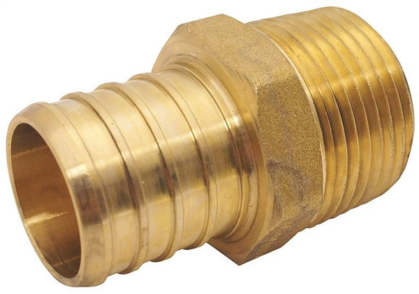 Apollo Valves APXMA134 Hose Pipe Adapter, 1 x 3/4 in, Barb x MPT, Brass, 200 psi Pressure