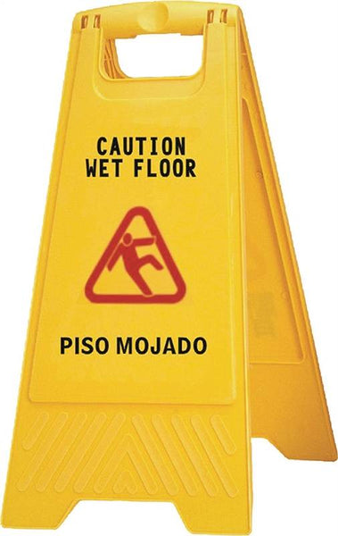 Zephyr 45100 Wet Floor Sign, CAUTION WET FLOOR, PISO MOJADO, English, Spanish