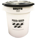 Brute 1868861 Feed-Seed Container with Lid, Plastic, White