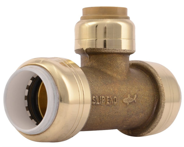 SharkBite UIP364A Transition Pipe Tee, 1/2 in, Push-to-Connect, DZR Brass, 200 psi Pressure