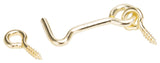 ProSource Gate Hook and Eye, 1/8 in Dia Wire, 1-1/2 in L, Solid Brass