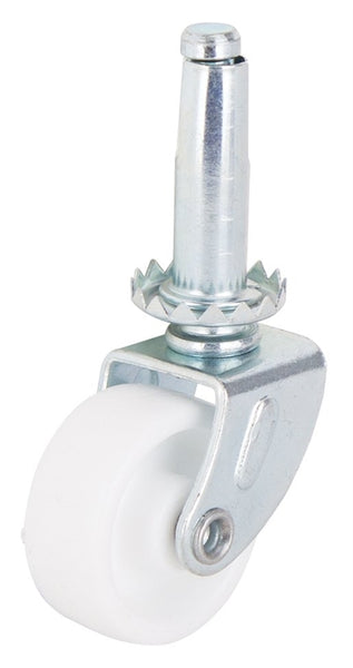 ProSource JC-B07-PS Swivel Caster, 1-1/4 in Dia Wheel, 1-1/4 in W Wheel, White, 40 lb, Steel Housing Material