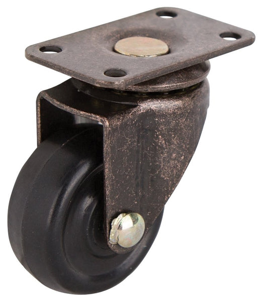 ProSource JC-D02-PS Swivel Caster, 1-5/8 in Dia Wheel, 3/4 in W Wheel, Rubber Wheel, Black, 70 lb