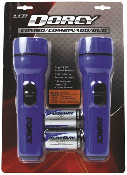 Dorcy 41-2594 Flashlight, D Battery, LED Lamp, 50 hr Run Time, Blue