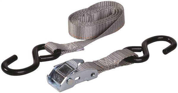 KEEPER 05715 Tie-Down, 1 in W, 6 ft L, Polyester, Gray, 400 lb, S-Hook End Fitting