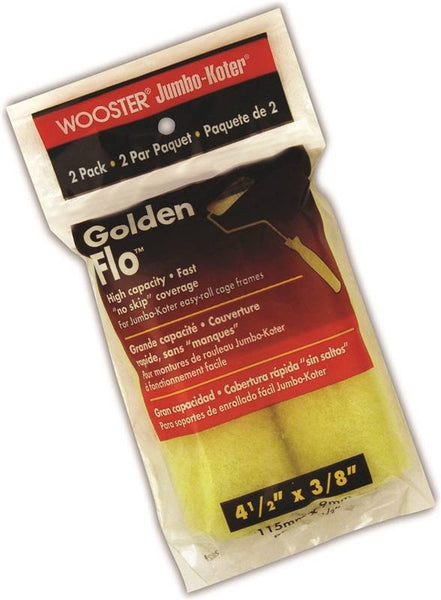 WOOSTER RR315-4 1/2 Paint Roller Cover, 3/8 in Thick Nap, 4-1/2 in L, Fabric Cover, Yellow