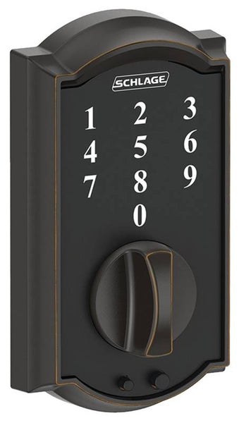 Schlage BE375 CAM 716 Deadbolt, 2 Grade, Aged Bronze, 2-3/8 x 2-3/4 in Backset, 1-3/8 to 1-3/4 in Thick Door