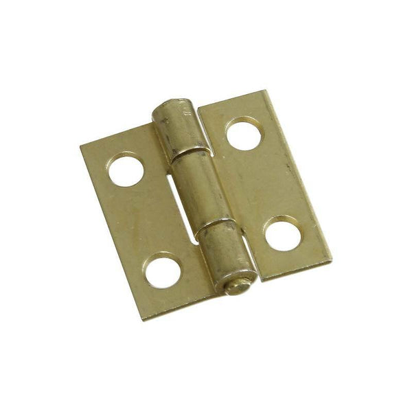 National Hardware N145-946 Narrow Hinge, 1 in W Frame Leaf, 0.045 in Thick Frame Leaf, Brass/Cold Rolled Steel, Brass