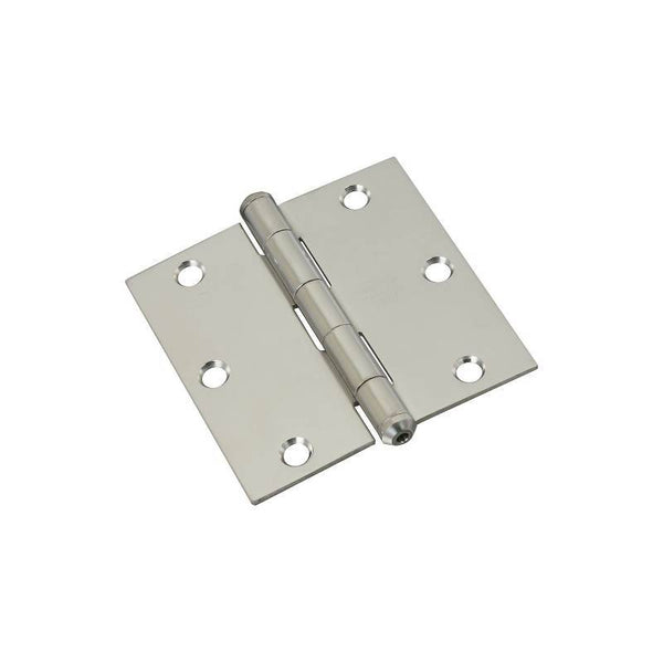 National Hardware N225-920 Square Corner Door Hinge, 3-1/2 in H Frame Leaf, Stainless Steel, Stainless Steel, 55 lb