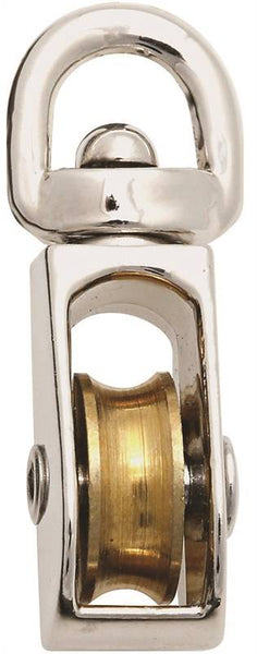 National Hardware N243-576 Pulley, 3/16 in Rope, 25 lb Working Load, 3/4 in Sheave, Nickel