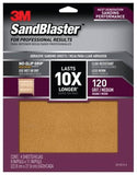 3M SandBlaster Series 20120-G-4 Sandpaper, 11 in L, 9 in W, 120 Grit, Medium, Aluminum Oxide Abrasive