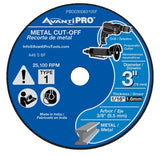 Avanti Pro PBD030063105F Cut-Off Wheel, 3 in Dia, 1/16 in Thick, 3/8 in Arbor, Aluminum Oxide Abrasive