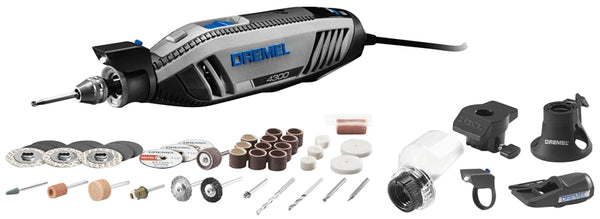 DREMEL 4300-5/40 Rotary Tool Kit, 1.8 A, 1/32 to 1/8 in Chuck, Keyless Chuck, 5000 to 35,000 rpm Speed