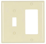 Eaton Wiring Devices 2153LA-BOX Combination Wallplate, 4-1/2 in L, 4-9/16 in W, 2 -Gang, Thermoset, Light Almond