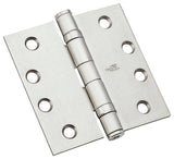 National Hardware 179 Series N236-102 Ball Bearing Hinge, 4 in H Frame Leaf, Steel, Satin Chrome, Non-Removable Pin