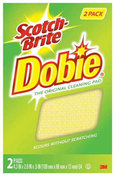 Scotch-Brite Dobie 722-6 All-Purpose Pad, 4-3/8 in L, 2.7 in W, 0.6 in Thick, Polyester/Polyurethane, Pale Yellow