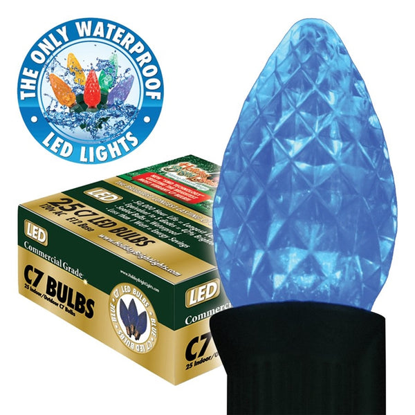 Holiday Bright Lights BU25-LEDFC7-TBL Light Bulb, .6 W, Candelabra (E12) Lamp Base, LED Lamp, Blue Light