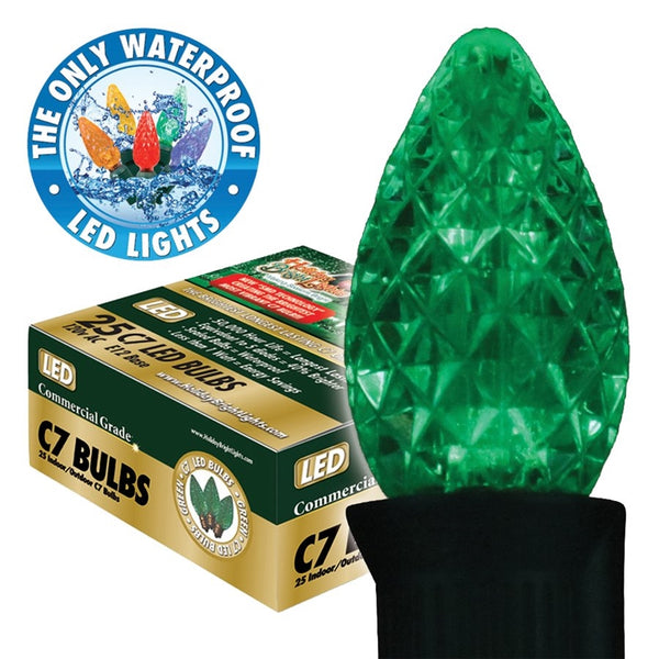 Holiday Bright Lights BU25-LEDFC7-TGR Light Bulb, .6 W, Candelabra (E12) Lamp Base, LED Lamp, Green Light