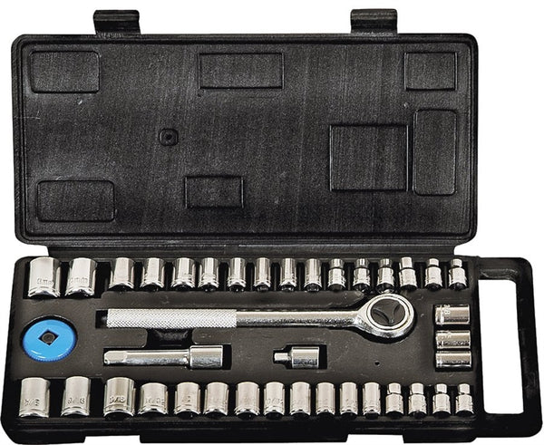 Vulcan TG040-2 Socket Set, Carbon Steel, Chrome, Silver