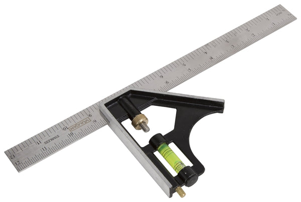 Vulcan TGE-TS12 Combo Square, 1 (2.5) in (cm) W Blade, 12 in (30.5 cm) L Blade, SAE & Metric Graduation