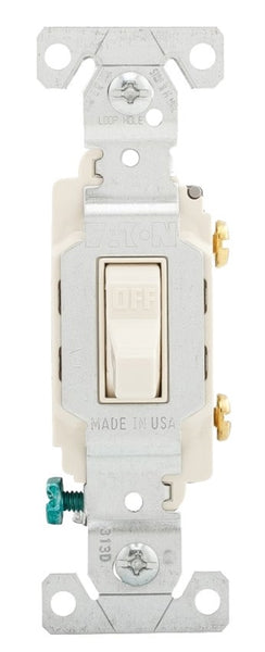 Eaton Wiring Devices CS120LA Toggle Switch, 20 A, 120, 277 VAC, PVC Housing Material, Light Almond