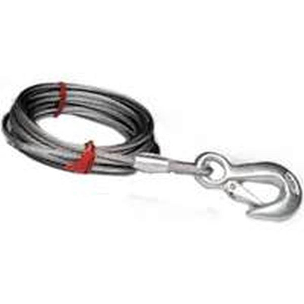 BARON 59386 Winch Cable, 3/16 in Dia, 25 ft L, Hook End, Galvanized Steel