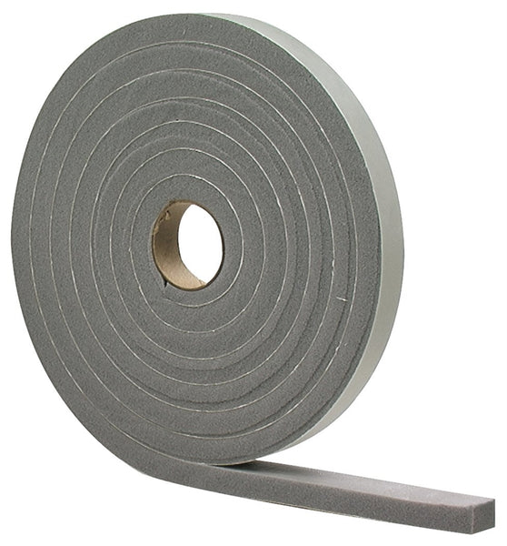M-D 02311 Foam Tape, 3/4 in W, 10 ft L, 1/2 in Thick, PVC, Gray