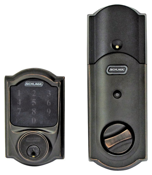 Schlage Connect Series BE469ZPVCAM716 Deadbolt, Grade 1 Grade, Keyed Key, Aged Bronze, 2-3/8, 2-3/4 in Backset, C Keyway