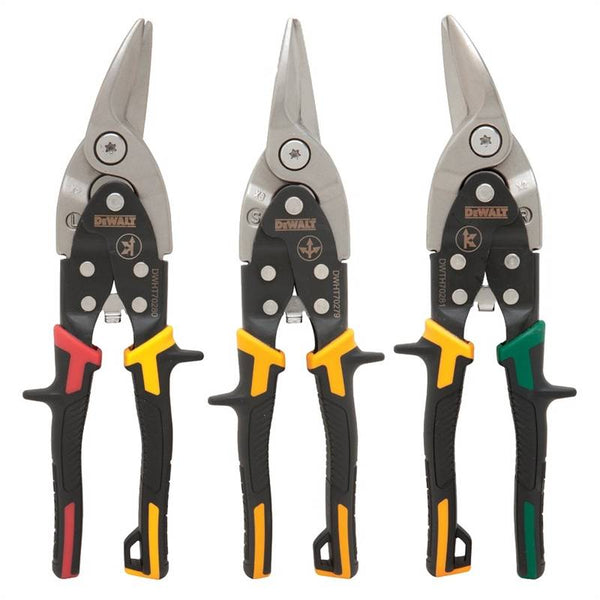 DeWALT DWHT14676 Aviation Snip Set, 2-3/4 in L Cut, Straight Cut, Steel Blade, Ergonomic Handle