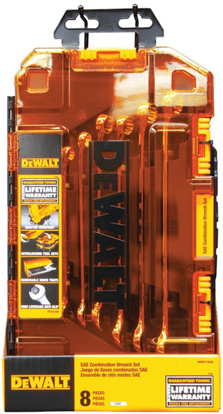 DeWALT DWMT73809 Wrench Set, 8 -Piece, Polished Chrome, Specifications: SAE Measurement