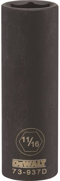 DeWALT DWMT73937OSP Impact Socket, 11/16 in Socket, 1/2 in Drive, 6-Point, CR-440 Steel, Black Oxide