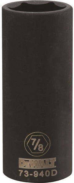 DeWALT DWMT73940OSP Impact Socket, 7/8 in Socket, 1/2 in Drive, 6-Point, CR-440 Steel, Black Oxide