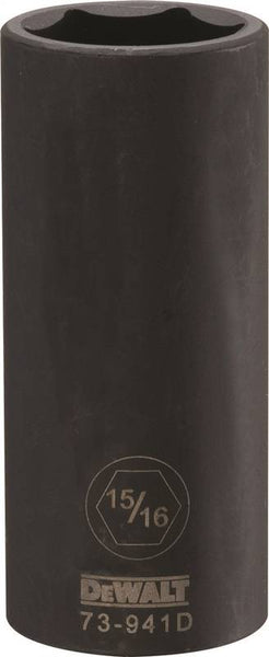 DeWALT DWMT73941OSP Impact Socket, 15/16 in Socket, 1/2 in Drive, 6-Point, CR-440 Steel, Black Oxide