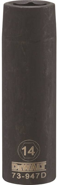 DeWALT DWMT73947OSP Impact Socket, 14 mm Socket, 1/2 in Drive, 6-Point, CR-440 Steel, Black Oxide