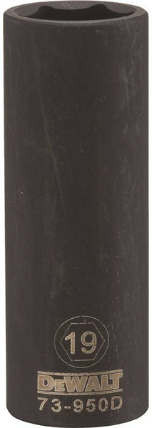 DeWALT DWMT73950OSP Impact Socket, 19 mm Socket, 1/2 in Drive, 6-Point, CR-440 Steel, Black Oxide