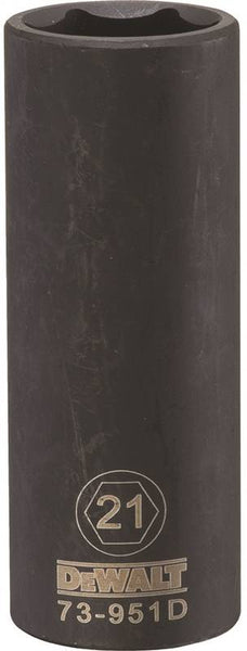 DeWALT DWMT73951OSP Impact Socket, 21 mm Socket, 1/2 in Drive, 6-Point, CR-440 Steel, Black Oxide