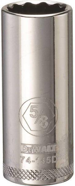 DeWALT DWMT74145OSP Drive Socket, 5/8 in Socket, 3/8 in Drive, 12-Point, Vanadium Steel, Polished Chrome