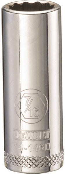 DeWALT DWMT74146OSP Drive Socket, 7/16 in Socket, 3/8 in Drive, 12-Point, Vanadium Steel, Polished Chrome