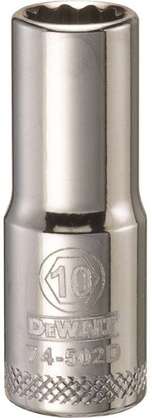 DeWALT DWMT74502OSP Drive Socket, 10 mm Socket, 3/8 in Drive, 12-Point, Vanadium Steel, Polished Chrome
