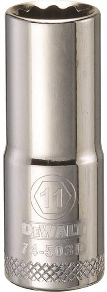 DeWALT DWMT74503OSP Drive Socket, 11 mm Socket, 3/8 in Drive, 12-Point, Vanadium Steel, Polished Chrome