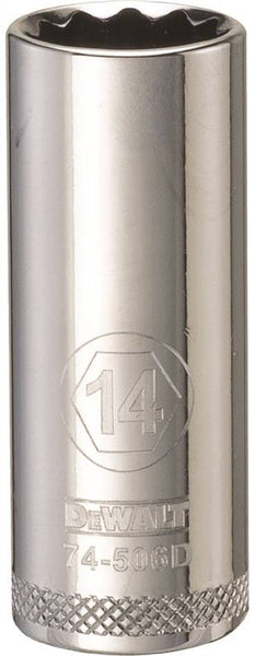 DeWALT DWMT74506OSP Drive Socket, 14 mm Socket, 3/8 in Drive, 12-Point, Vanadium Steel, Polished Chrome