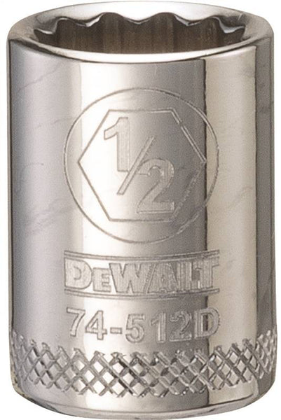 DeWALT DWMT74512OSP Hand Socket, 1/2 in Socket, 3/8 in Drive, 12-Point, Vanadium Steel, Polished Chrome
