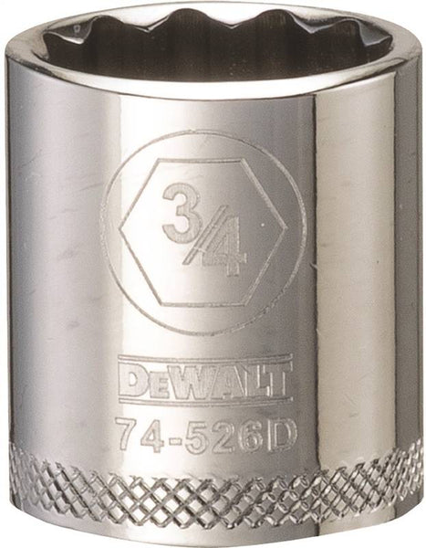 DeWALT DWMT74526OSP Hand Socket, 3/4 in Socket, 3/8 in Drive, 12-Point, Vanadium Steel, Polished Chrome