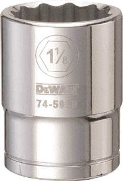 DeWALT DWMT74596OSP Drive Socket, 1-1/8 in Socket, 3/4 in Drive, 12-Point, Vanadium Steel, Polished Chrome