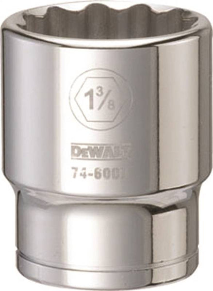 DeWALT DWMT74600OSP Drive Socket, 1-3/8 in Socket, 3/4 in Drive, 12-Point, Vanadium Steel, Polished Chrome