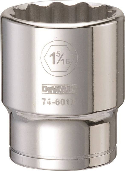 DeWALT DWMT74601OSP Drive Socket, 1-5/16 in Socket, 3/4 in Drive, 12-Point, Vanadium Steel, Polished Chrome