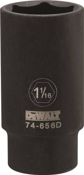 DeWALT DWMT74656OSP Impact Socket, 1-1/16 in Socket, 1/2 in Drive, 6-Point, CR-440 Steel, Black Oxide