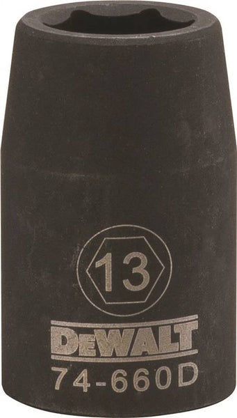 DeWALT DWMT74660OSP Impact Socket, 13 mm Socket, 1/2 in Drive, 6-Point, CR-440 Steel, Black Oxide