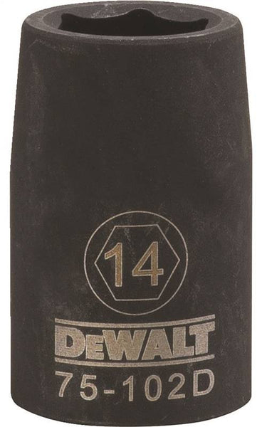 DeWALT DWMT75102OSP Deep Impact Socket, 14 mm Socket, 1/2 in Drive, 6-Point, Steel, Black Oxide