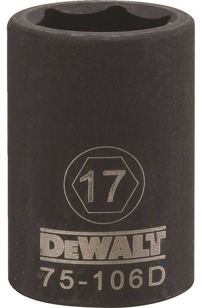 DeWALT DWMT75106OSP Deep Impact Socket, 17 mm Socket, 1/2 in Drive, 6-Point, Steel, Black Oxide